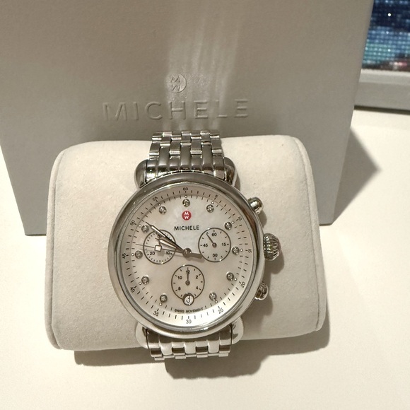 Accessories - Michele Stainless Steel & Diamond Chronograph Bracelet Watch
